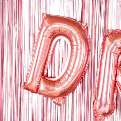 Balon Folie Metalizata Litera D, 40 cm, Umflati cu Heliu sau Aer, Ambalaj Individual, Pai inclus, Rose Gold