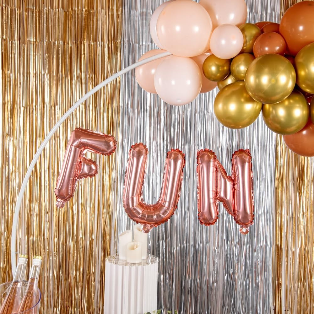 Balon Folie Metalizata Litera F, 40 cm, Umflati cu Heliu sau Aer, Ambalaj Individual, Pai inclus, Rose Gold