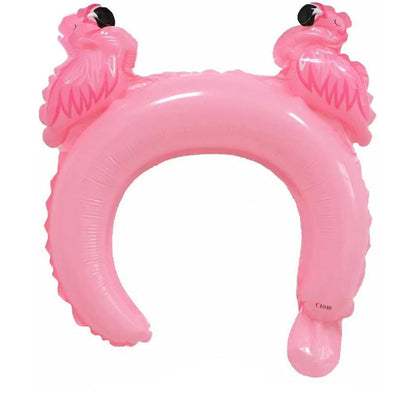 Balon din Folie Metalizata, Tip Coronita cu Urechi, Model Flamingo, Ambalaj Individual, Pai Inclus, Umflare cu Aer sau Heliu, 28 x 27 cm, Roz