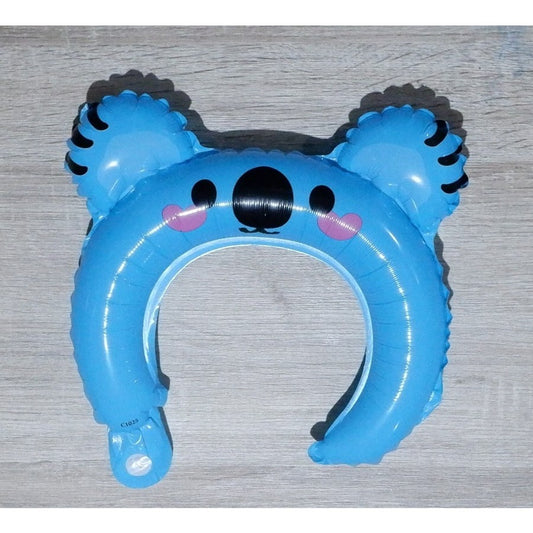 Balon din Folie Metalizata, Tip Coronita cu Urechi, Model Koala, Ambalaj Individual, Pai Inclus, Umflare cu Aer sau Heliu, 26.5 x 28 cm, Albastru
