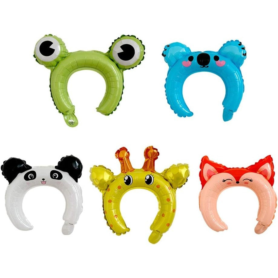 Balon din Folie Metalizata, Tip Coronita cu Urechi, Model Koala, Ambalaj Individual, Pai Inclus, Umflare cu Aer sau Heliu, 26.5 x 28 cm, Albastru