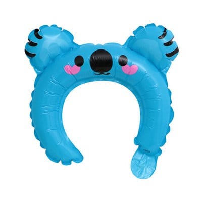 Balon din Folie Metalizata, Tip Coronita cu Urechi, Model Koala, Ambalaj Individual, Pai Inclus, Umflare cu Aer sau Heliu, 26.5 x 28 cm, Albastru