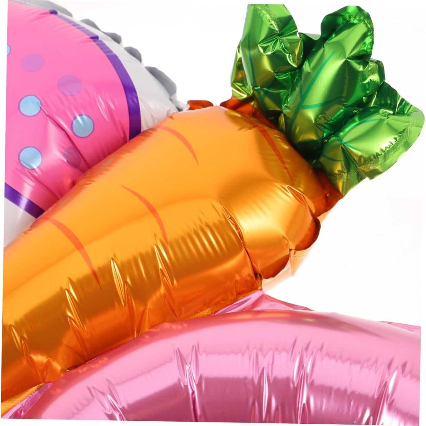 Balon din Folie Metalizata, Tip Coronita cu Urechi, Model Morcov, Ambalaj Individual, Pai Inclus, Umflare cu Aer sau Heliu, 43 x 40 cm, Roz