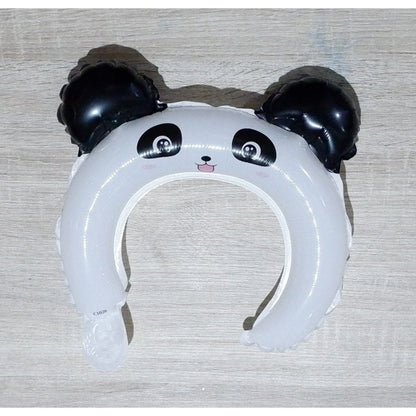 Balon din Folie Metalizata, Tip Coronita cu Urechi, Model Panda, Ambalaj Individual, Pai Inclus, Umflare cu Aer sau Heliu, 27 x 28 cm, Alb/Negru