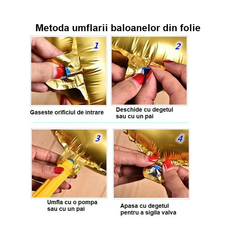 Balon din Folie Metalizata, Tip Coronita cu Urechi, Model Tigru Uimit, Ambalaj Individual, Pai Inclus, Umflare cu Aer sau Heliu, 33 x 33 cm, Portocaliu