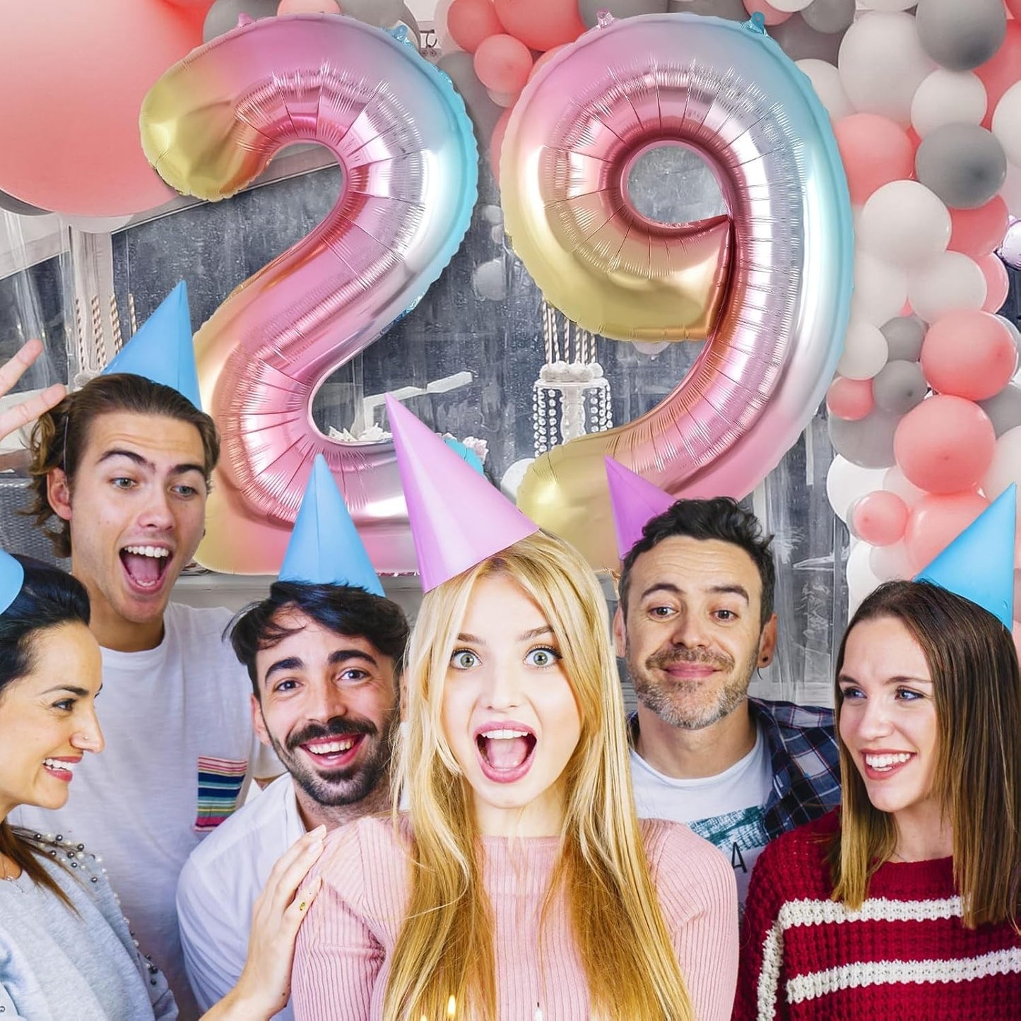 Balon din Folie Metalizata Gradient, Figurina Cifra, Tema Aniversare 100 cm, Ambalaj Individual, Pai inclus, Umflare cu Aer sau Heliu, Multicolor, Cifra 9