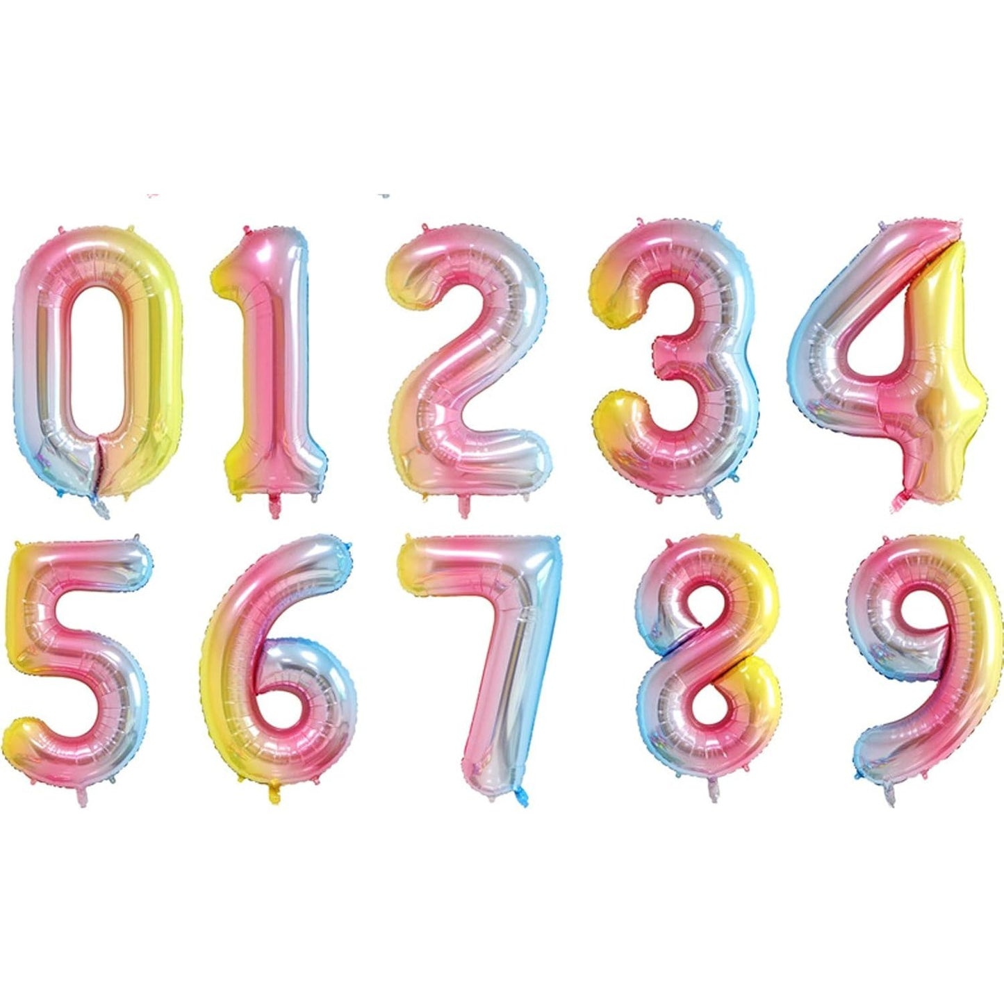 Balon din Folie Metalizata Gradient, Figurina Cifra, Tema Aniversare 100 cm, Ambalaj Individual, Pai inclus, Umflare cu Aer sau Heliu, Multicolor, Cifra 9