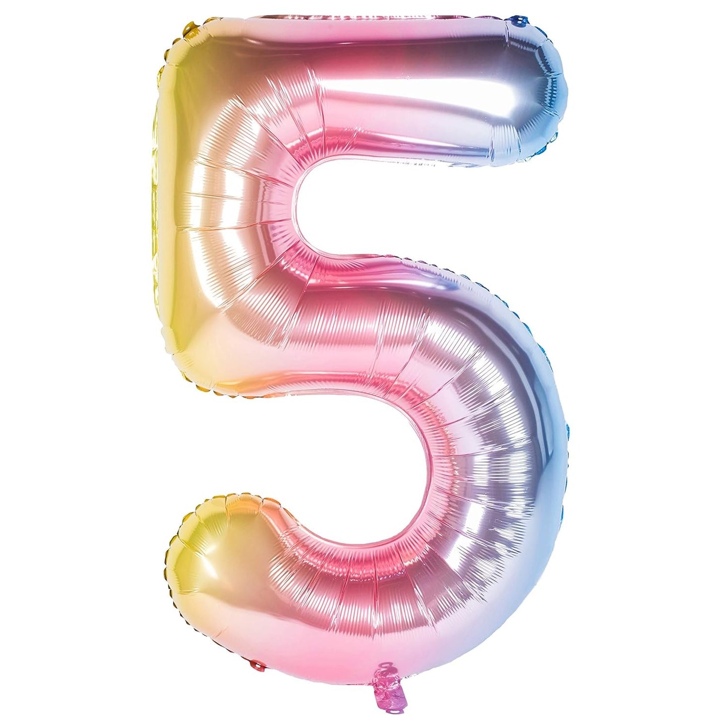 Balon din Folie Metalizata Gradient, Figurina Cifra, Tema Aniversare 100 cm, Ambalaj Individual, Pai inclus, Umflare cu Aer sau Heliu, Multicolor, Cifra 5