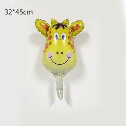 Balon din Folie Metalizata, Mini Figurine Animalute, Model Girafa, Tematica Aniversare, 32x45 cm, Ambalaj Individual, Pai Inclus, Umflare cu Aer sau Heliu, Multicolor