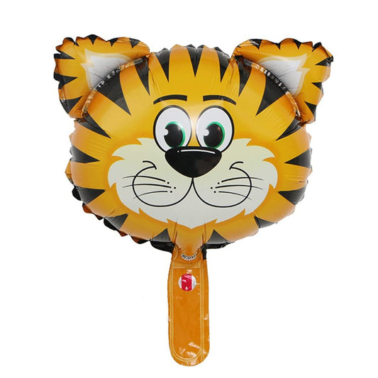 Balon din Folie Metalizata, Mini Figurine Animalute, Model Tigru, Tematica Aniversare, 38x31 cm, Ambalaj Individual, Pai Inclus, Umflare cu Aer sau Heliu, Multicolor