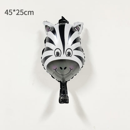 Balon din Folie Metalizata, Mini Figurine Animalute, Model Zebra, Tematica Aniversare, 25x45 cm, Ambalaj Individual, Pai Inclus, Umflare cu Aer sau Heliu, Multicolor