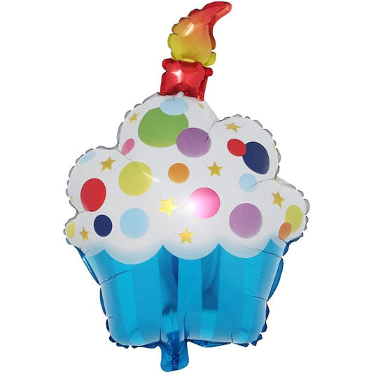 Balon din Folie Metalizata, Figurine Dulciuri, Model 1, Tematica Prajitura Aniversara, 68x44 cm, Ambalaj Individual, Pai Inclus, Umflare cu Aer sau Heliu, Multicolor