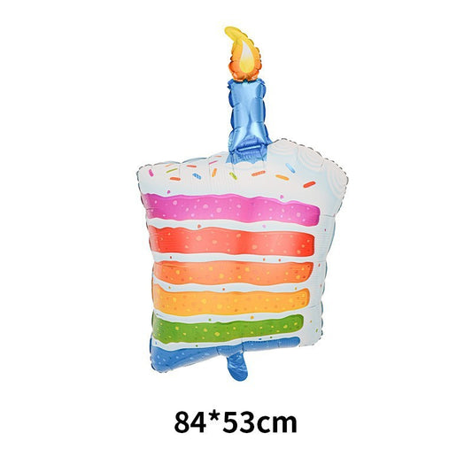 Balon din Folie Metalizata, Model Prajitura cu Lumanare, 84x53 cm, Baloane Party, Ambalaj Individual, Pai Inclus, Umflare cu Aer sau Heliu, Multicolor