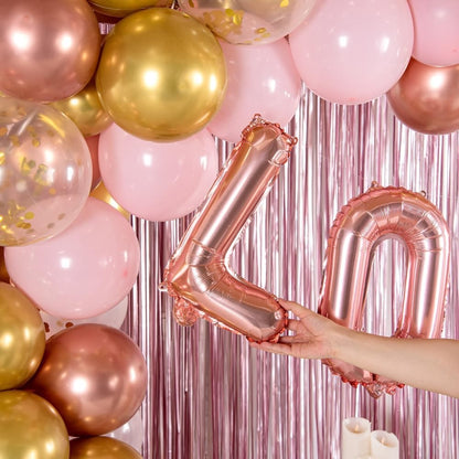 Balon Folie Metalizata Litera L, 40 cm, Umflati cu Heliu sau Aer, Ambalaj Individual, Pai inclus, Rose Gold