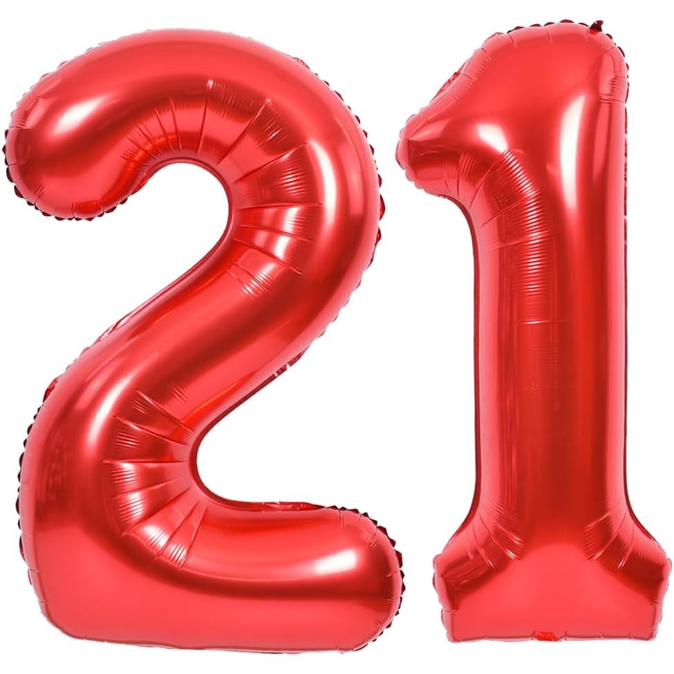 Balon din Folie Metalizata, Figurina Cifra, Tema Aniversare 40 cm, Ambalaj Individual, Pai inclus, Umflare cu Aer sau Heliu, Rosu, Cifra 2