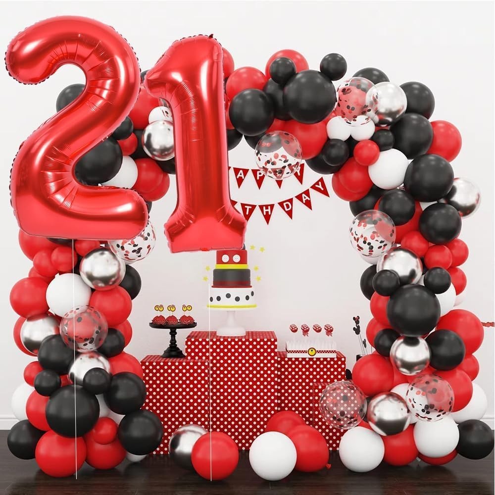 Balon din Folie Metalizata, Figurina Cifra, Tema Aniversare 40 cm, Ambalaj Individual, Pai inclus, Umflare cu Aer sau Heliu, Rosu, Cifra 2
