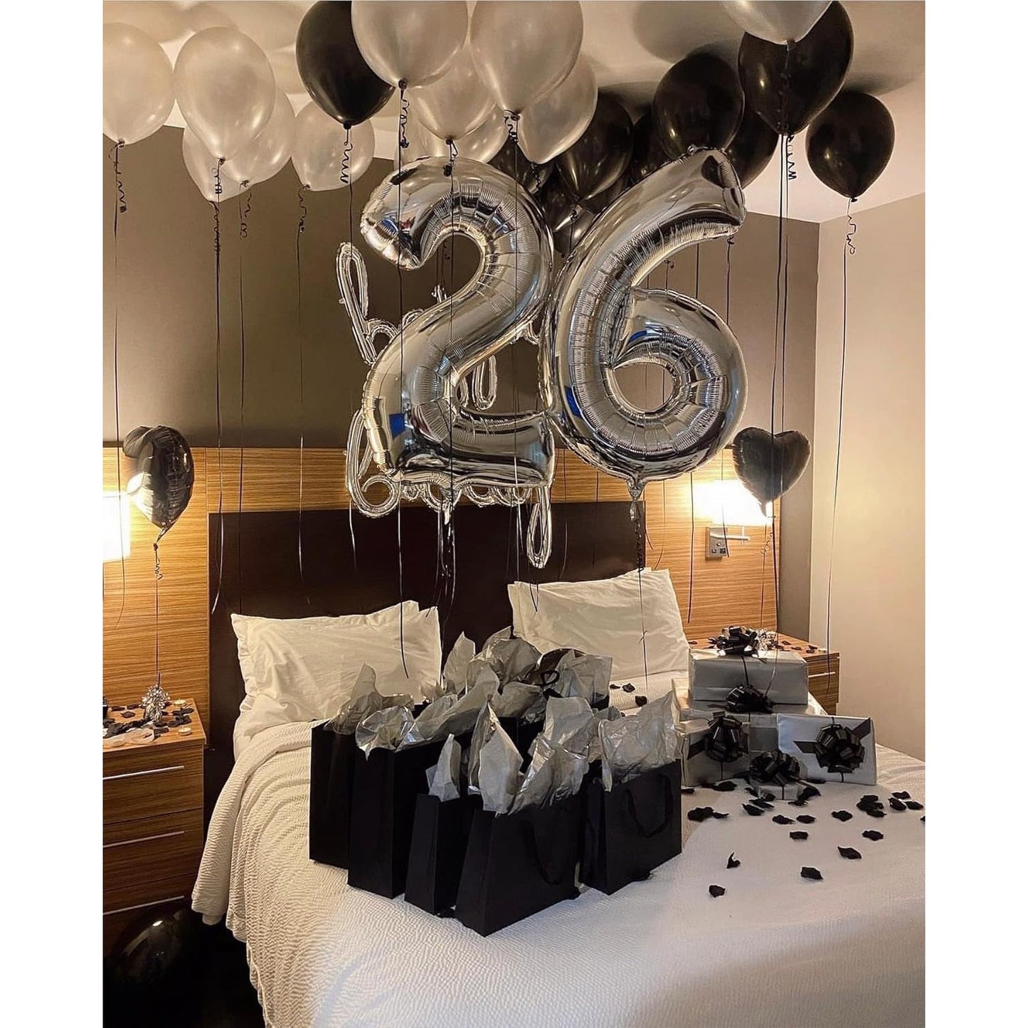 Balon din Folie Metalizata, Figurina Cifra, Tema Aniversare 80 cm, Ambalaj Individual, Pai inclus, Umflare cu Aer sau Heliu, Argintiu, Cifra 6
