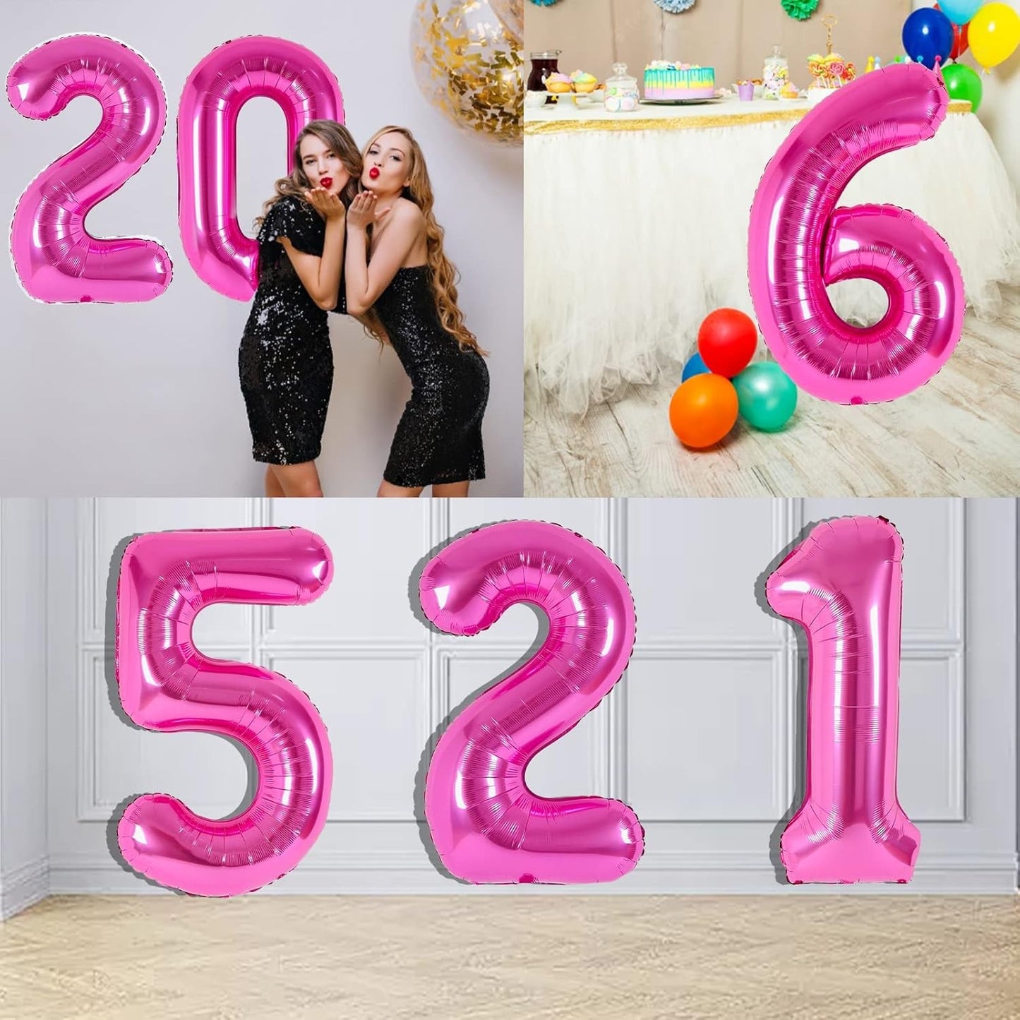 Balon din Folie Metalizata, Figurina Cifra, Tema Aniversare 40 cm, Ambalaj Individual, Pai inclus, Umflare cu Aer sau Heliu, Roz, Cifra 2
