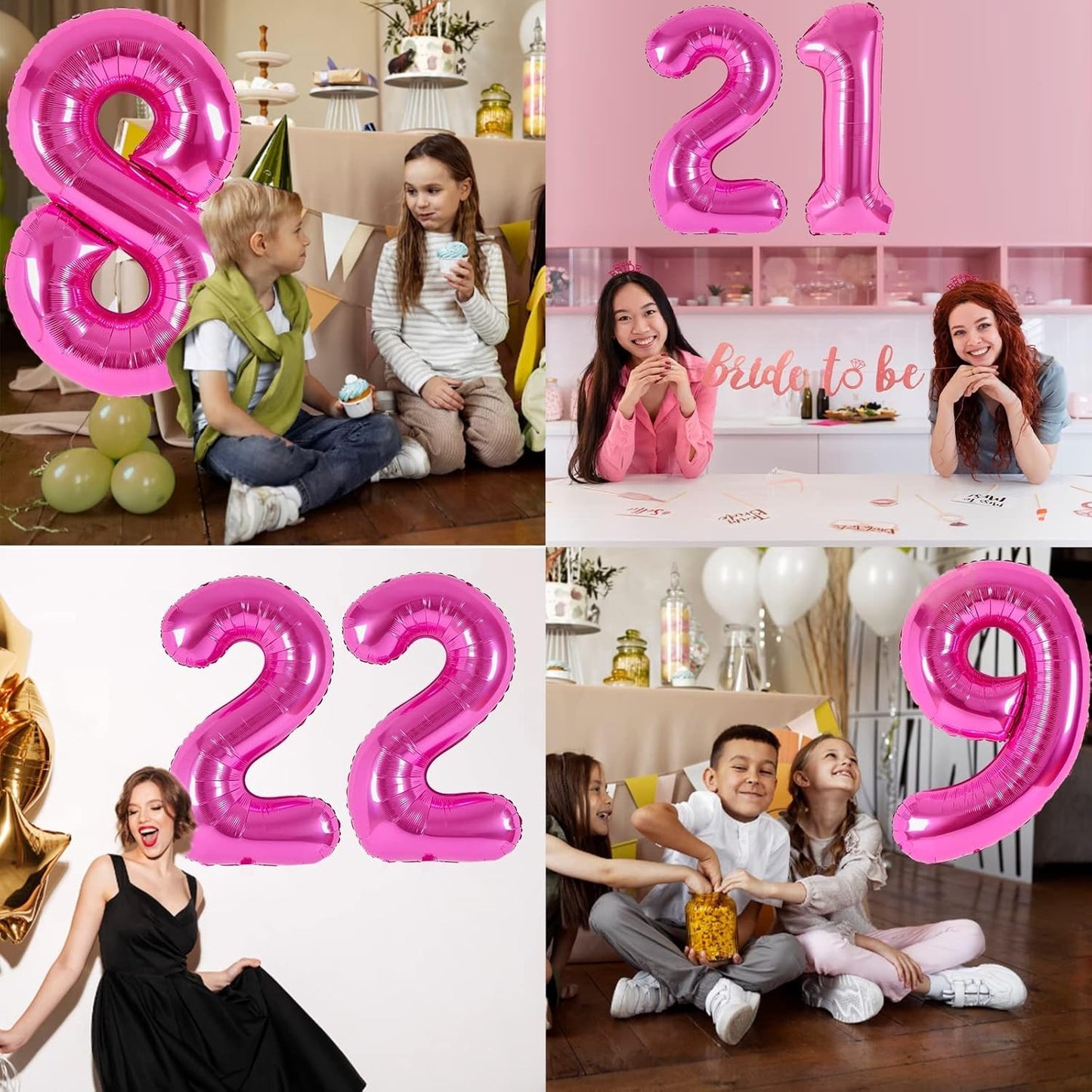 Balon din Folie Metalizata, Figurina Cifra, Tema Aniversare 40 cm, Ambalaj Individual, Pai inclus, Umflare cu Aer sau Heliu, Roz, Cifra 2
