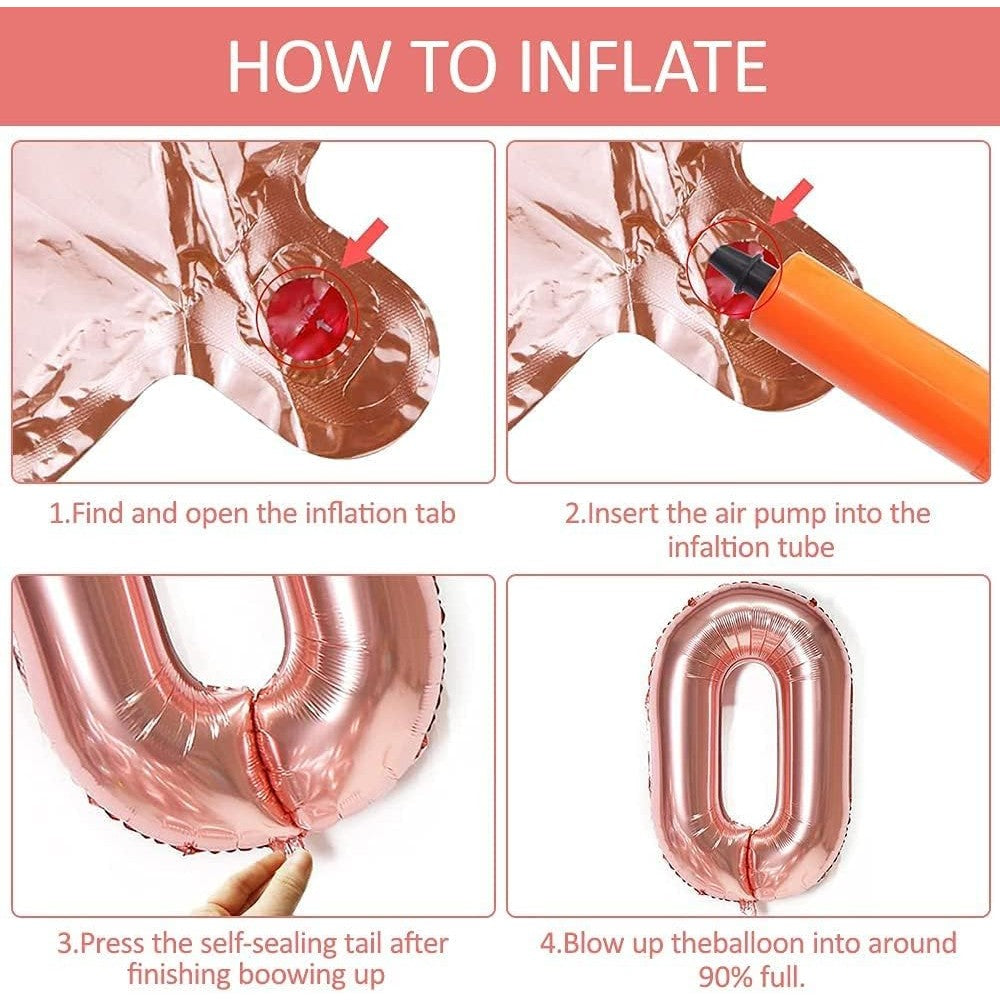Balon din Folie Metalizata, Figurina Cifra, Tema Aniversare 40 cm, Ambalaj Individual, Pai inclus, Umflare cu Aer sau Heliu, Roz Gold, Cifra 6
