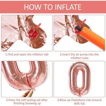 Balon din Folie Metalizata, Figurina Cifra, Tema Aniversare 40 cm, Ambalaj Individual, Pai inclus, Umflare cu Aer sau Heliu, Roz Gold, Cifra 6