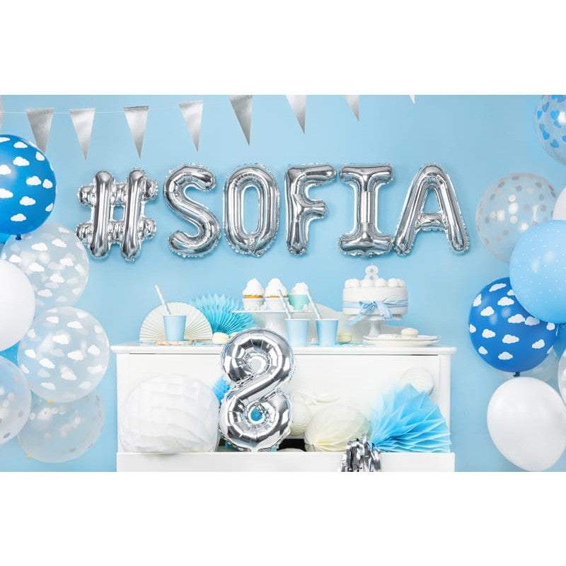 Balon Folie Metalizata Litera A, 40 cm, Umflati cu Heliu sau Aer, Ambalaj Individual, Pai inclus, Argintiu