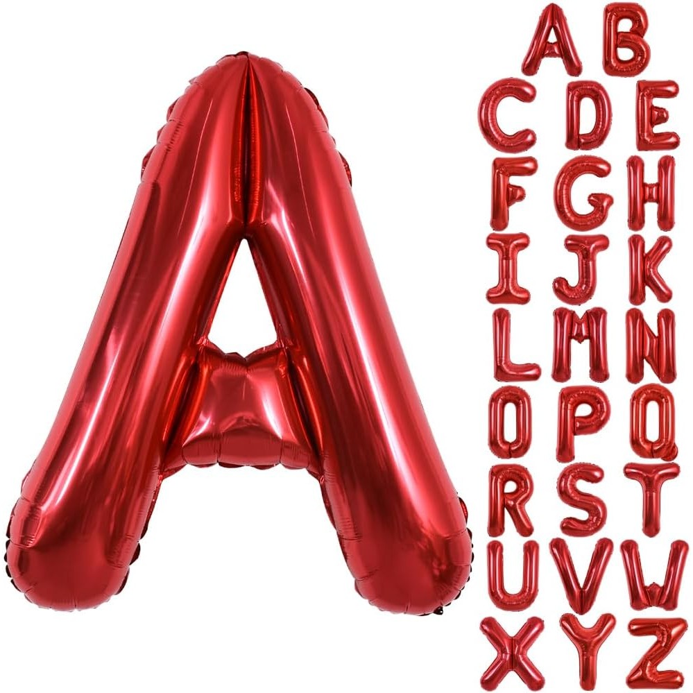 Balon Folie Metalizata Litera A, 40 cm, Umflati cu Heliu sau Aer, Ambalaj Individual, Pai inclus, Rosu