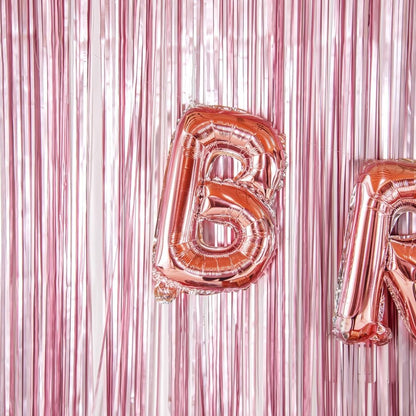 Balon Folie Metalizata Litera B, 40 cm, Umflati cu Heliu sau Aer, Ambalaj Individual, Pai inclus, Rose Gold