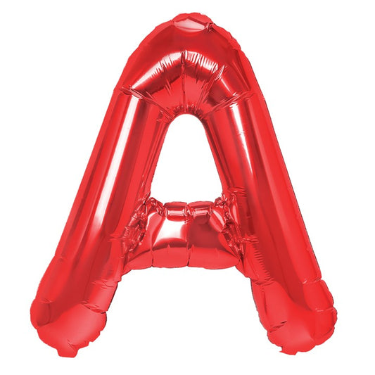 Balon Folie Metalizata Litera A, 40 cm, Umflati cu Heliu sau Aer, Ambalaj Individual, Pai inclus, Rosu