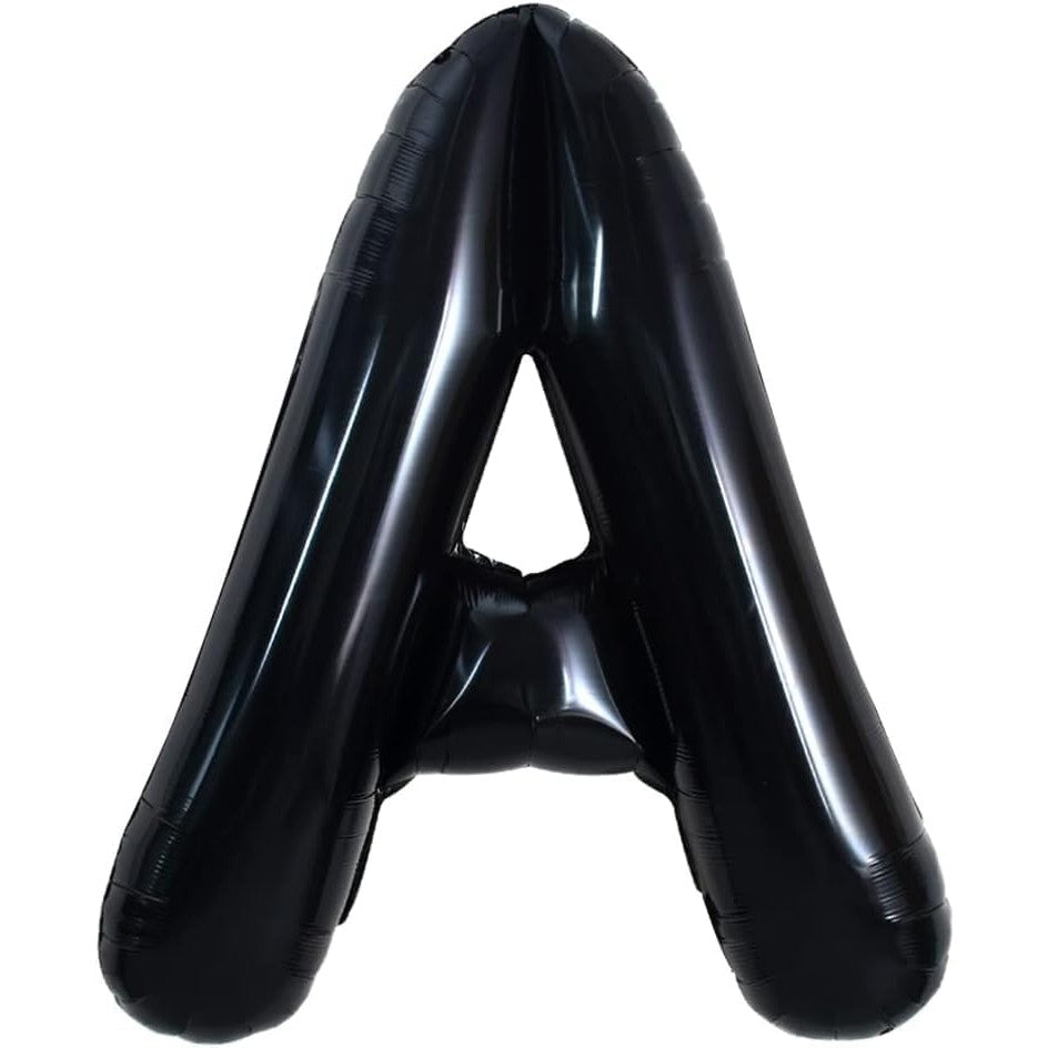 Balon Folie Metalizata Litera A, 40 cm, Umflati cu Heliu sau Aer, Ambalaj Individual, Pai inclus, Negru