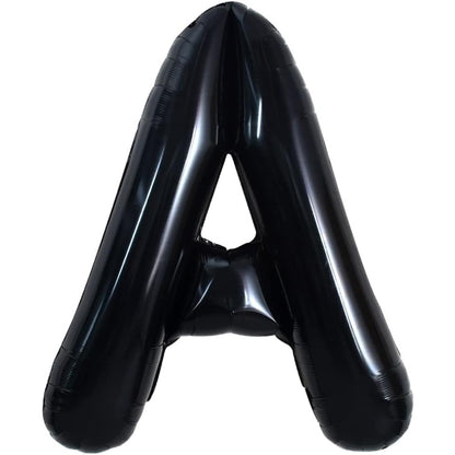 Balon Folie Metalizata Litera A, 40 cm, Umflati cu Heliu sau Aer, Ambalaj Individual, Pai inclus, Negru