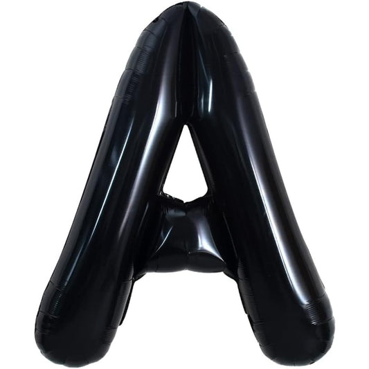 Balon Folie Metalizata Litera A, 40 cm, Umflati cu Heliu sau Aer, Ambalaj Individual, Pai inclus, Negru