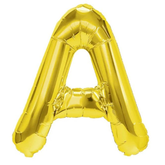 Balon Folie Metalizata Litera A, 80 cm, Umflati cu Heliu sau Aer, Ambalaj Individual, Pai inclus, Auriu