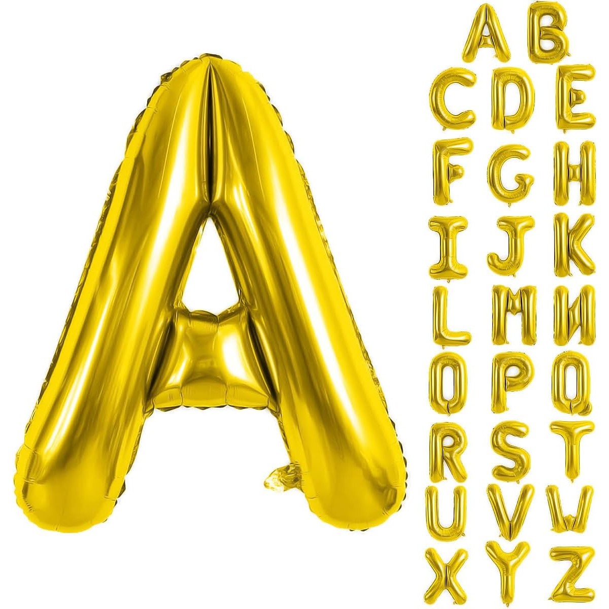 Balon Folie Metalizata Litera A, 80 cm, Umflati cu Heliu sau Aer, Ambalaj Individual, Pai inclus, Auriu