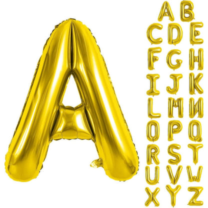 Balon Folie Metalizata Litera A, 80 cm, Umflati cu Heliu sau Aer, Ambalaj Individual, Pai inclus, Auriu