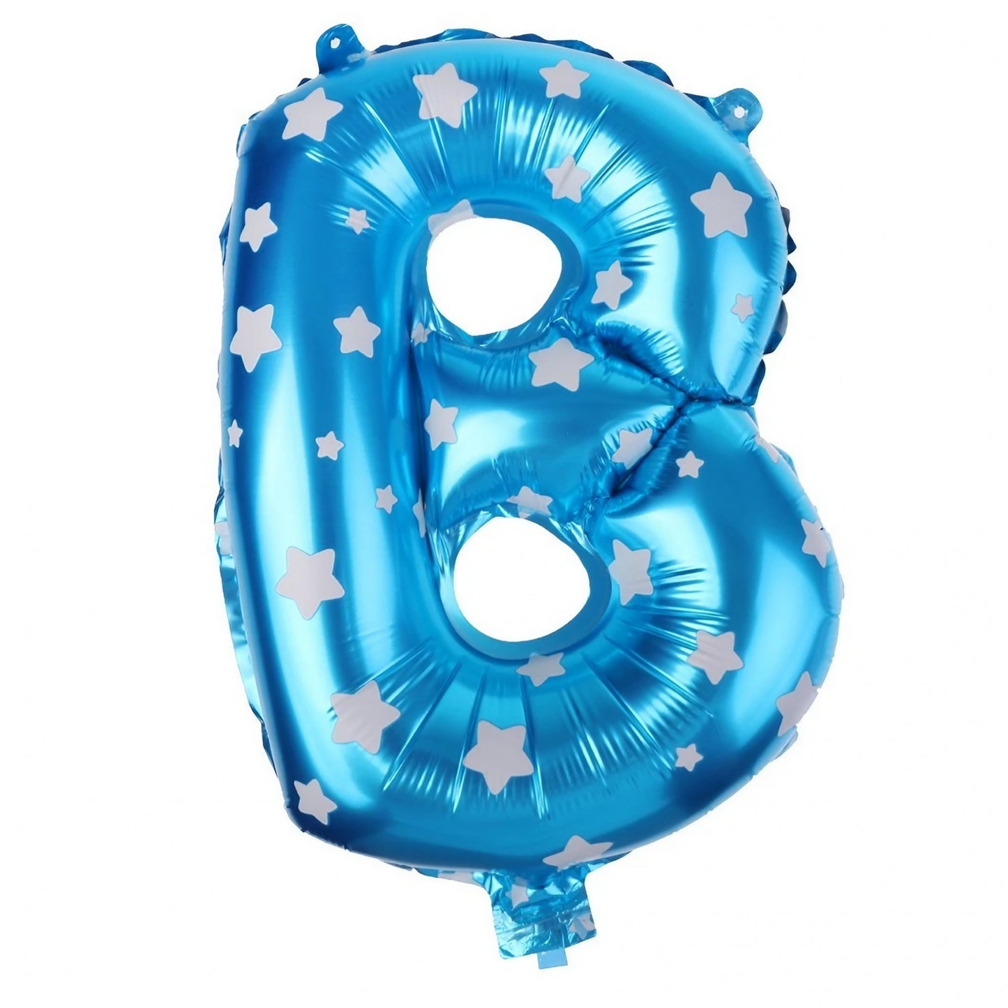 Balon Folie Metalizata Litera B, 40 cm, Cu Imprimeu Stelute, Umflati cu Heliu sau Aer, Ambalaj Individual, Pai inclus, Albastru