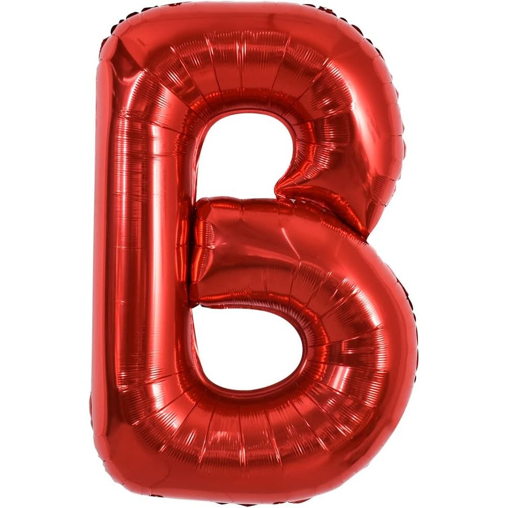 Balon Folie Metalizata Litera B, 40 cm, Umflati cu Heliu sau Aer, Ambalaj Individual, Pai inclus, Rosu