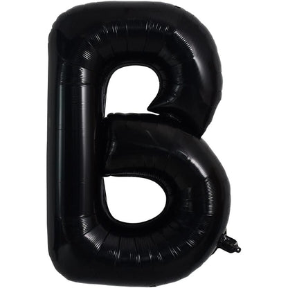 Balon Folie Metalizata Litera B, 40 cm, Umflati cu Heliu sau Aer, Ambalaj Individual, Pai inclus, Negru