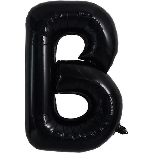 Balon Folie Metalizata Litera B, 40 cm, Umflati cu Heliu sau Aer, Ambalaj Individual, Pai inclus, Negru