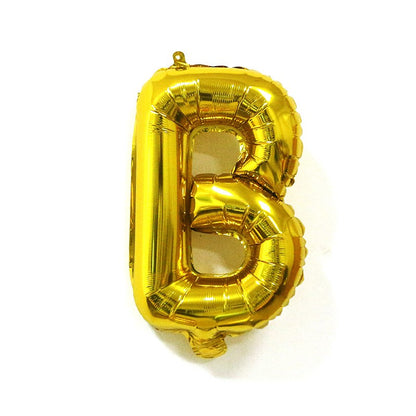 Balon Folie Metalizata Litera B, 80 cm, Umflati cu Heliu sau Aer, Ambalaj Individual, Pai inclus, Auriu
