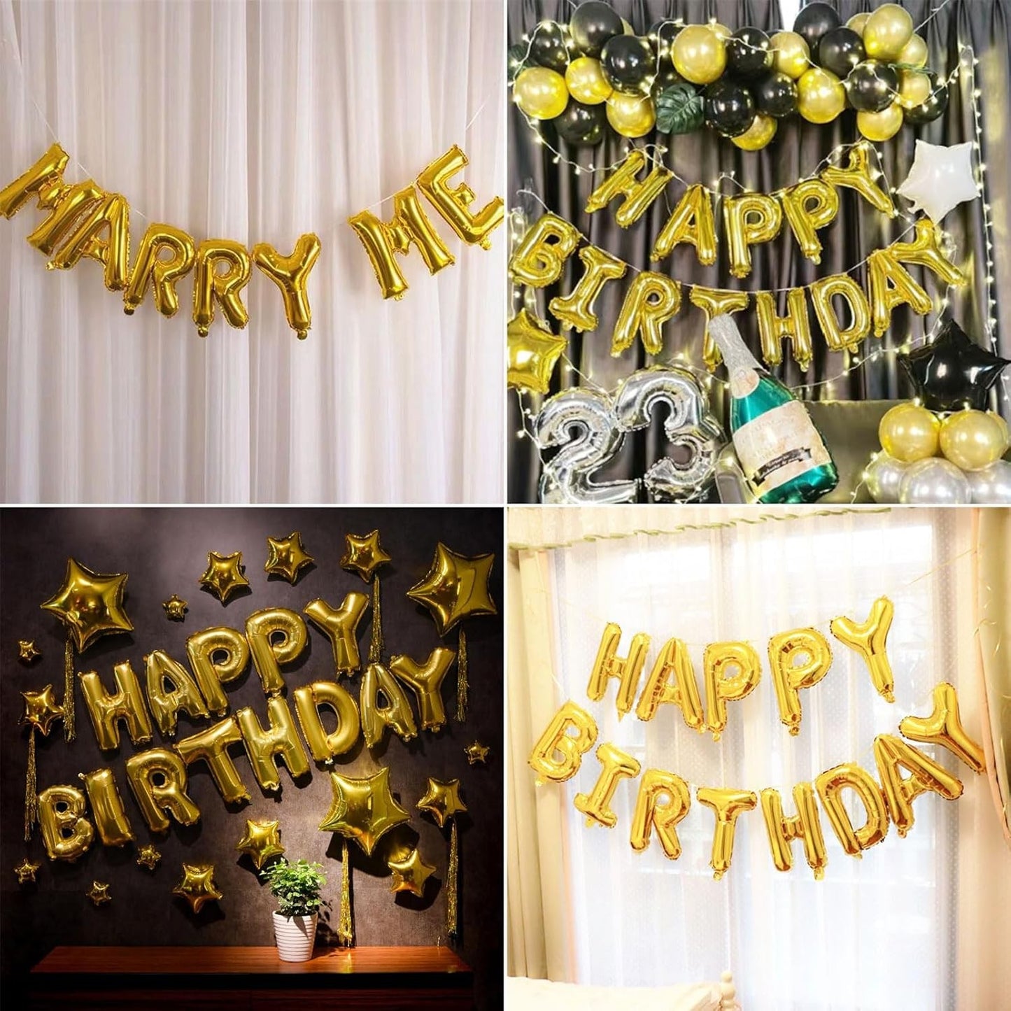 Balon Folie Metalizata Litera B, 80 cm, Umflati cu Heliu sau Aer, Ambalaj Individual, Pai inclus, Auriu