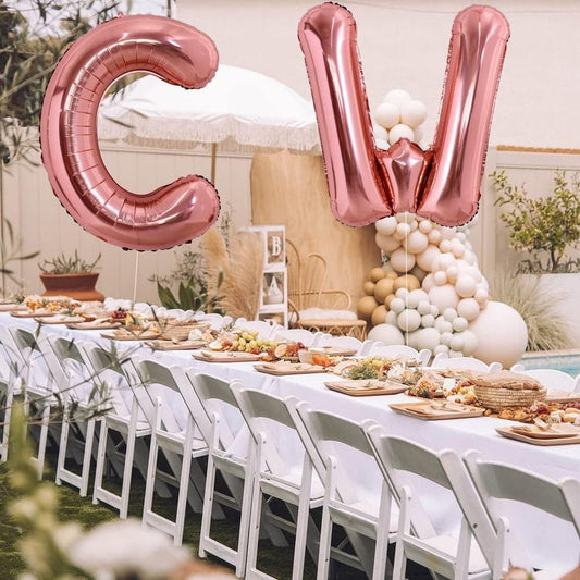 Balon Folie Metalizata Litera C, 100 cm, Umflati cu Heliu sau Aer, Ambalaj Individual, Pai inclus, Rose Gold