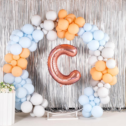 Balon Folie Metalizata Litera C, 100 cm, Umflati cu Heliu sau Aer, Ambalaj Individual, Pai inclus, Rose Gold
