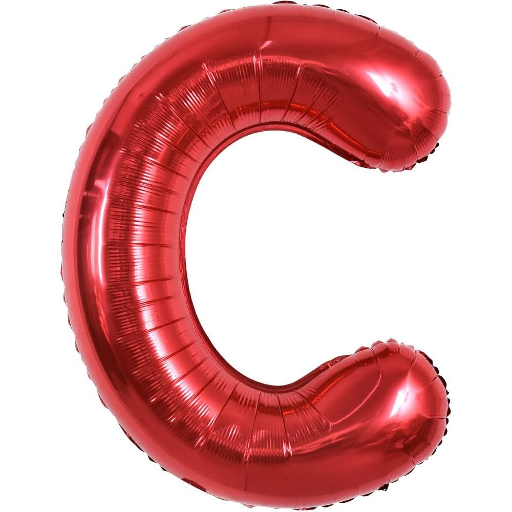 Balon Folie Metalizata Litera C, 40 cm, Umflati cu Heliu sau Aer, Ambalaj Individual, Pai inclus, Rosu