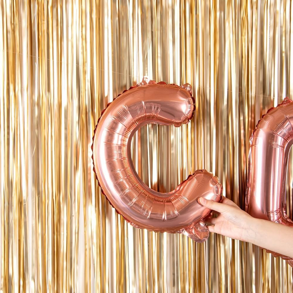 Balon Folie Metalizata Litera C, 40 cm, Umflati cu Heliu sau Aer, Ambalaj Individual, Pai inclus, Rose Gold