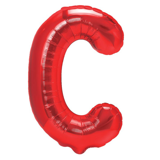 Balon Folie Metalizata Litera C, 40 cm, Umflati cu Heliu sau Aer, Ambalaj Individual, Pai inclus, Rosu