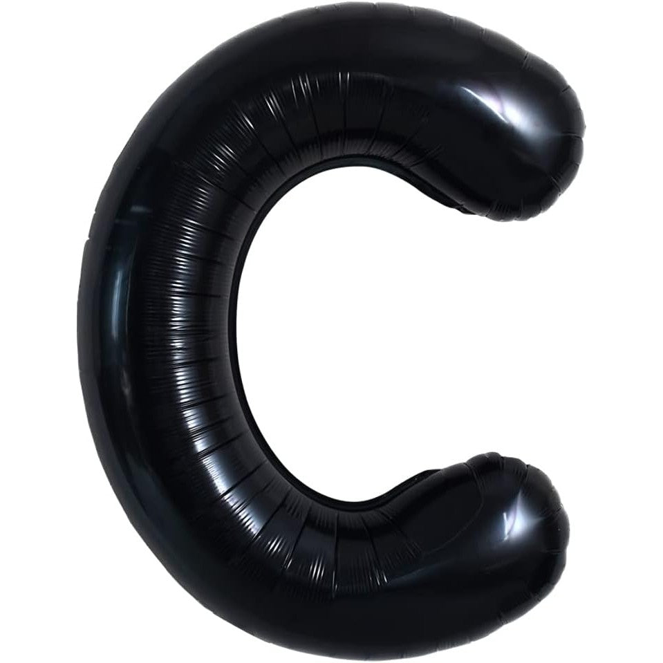 Balon Folie Metalizata Litera C, 40 cm, Umflati cu Heliu sau Aer, Ambalaj Individual, Pai inclus, Negru
