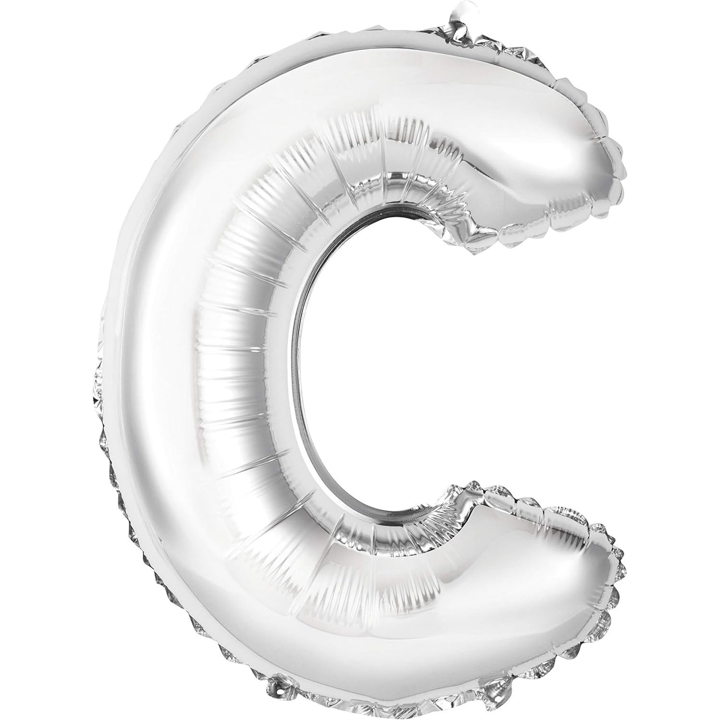 Balon Folie Metalizata Litera C, 80 cm, Umflati cu Heliu sau Aer, Ambalaj Individual, Pai inclus, Argintiu
