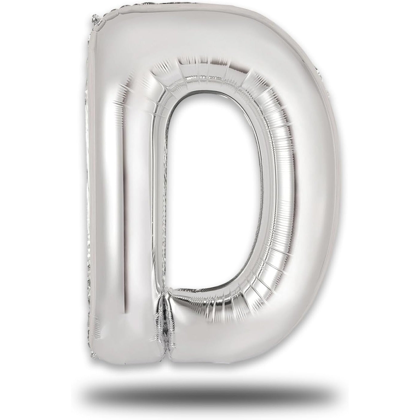 Balon Folie Metalizata Litera D, 40 cm, Umflati cu Heliu sau Aer, Ambalaj Individual, Pai inclus, Argintiu