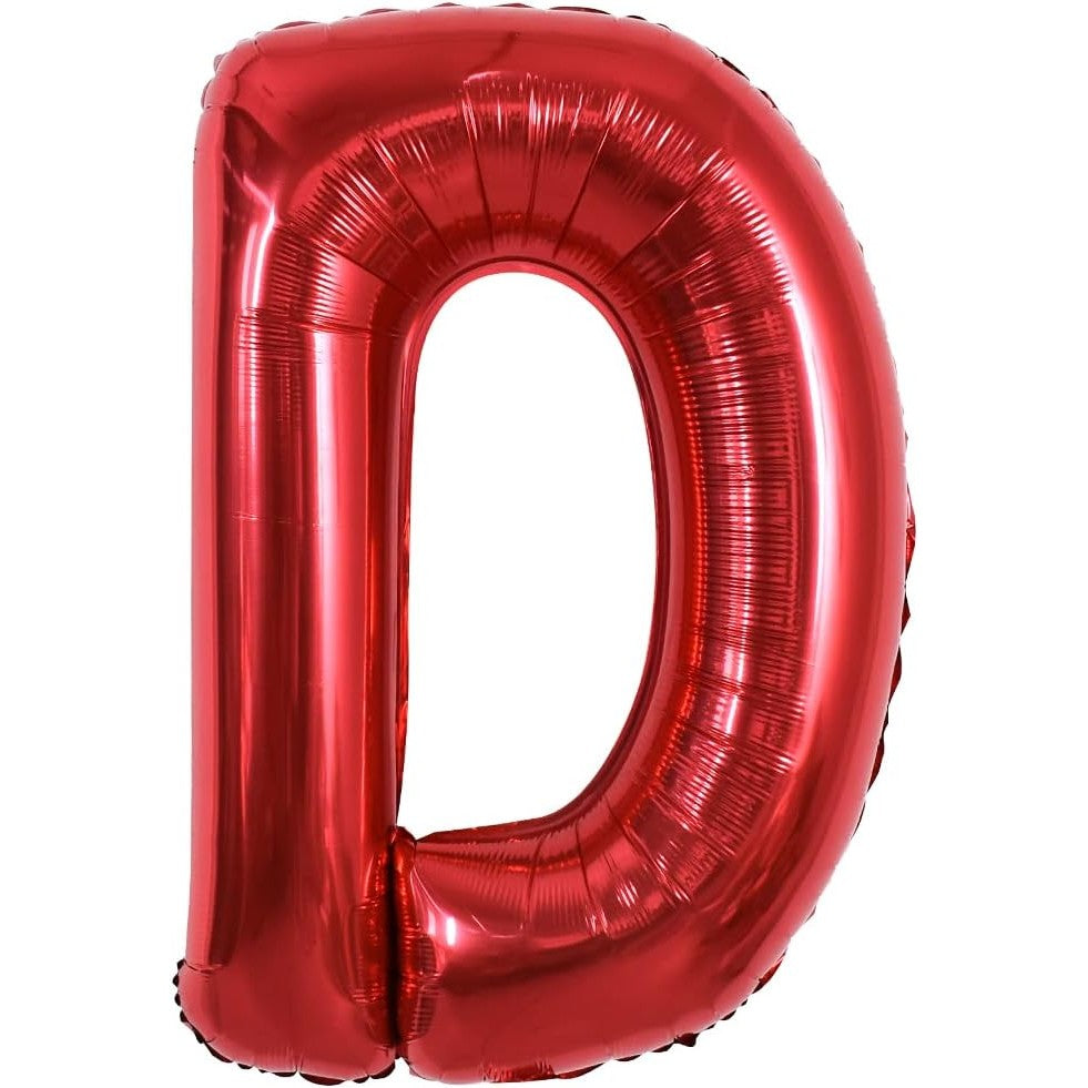 Balon Folie Metalizata Litera D, 40 cm, Umflati cu Heliu sau Aer, Ambalaj Individual, Pai inclus, Rosu